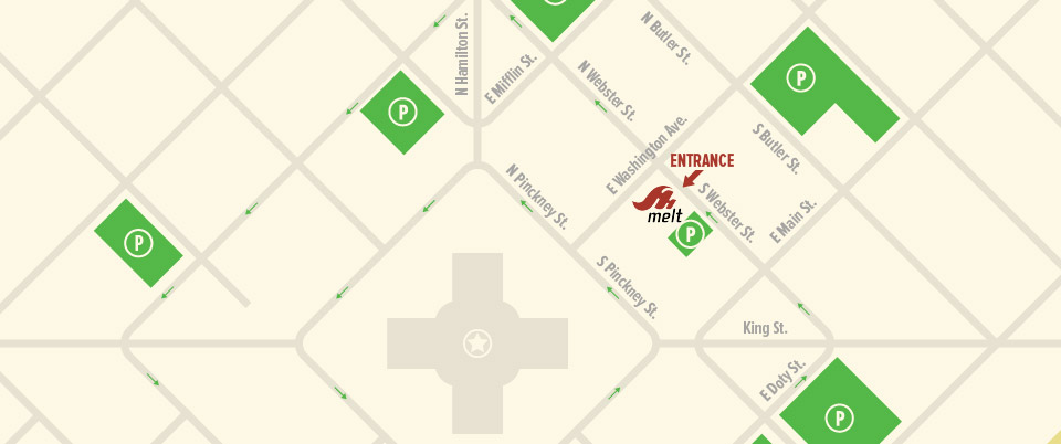 Parking Map for Melt in downtown Madison, Wisconsin